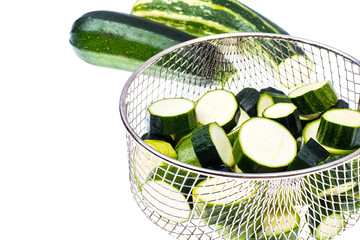 Young zucchini, cut into slices - obrazy, fototapety, plakaty