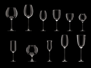 Glass for wine. 3d illustration, 3d rendering.