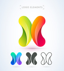 Vector abstract letter X logo template. Material design origami style.