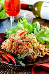 Fried rice with chili paste.