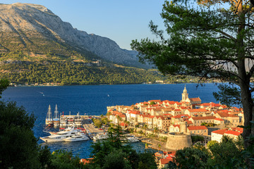 Sunset view of Korcula Old Town, Croatia