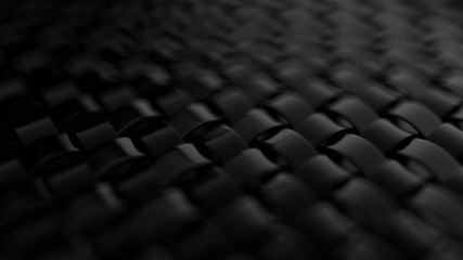 Black background with weaving. 3d illustration, 3d rendering.