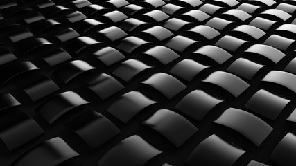Black background with weaving. 3d illustration, 3d rendering.