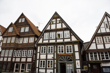 historische Fassaden in der Innenstadt der Stadt Detmold