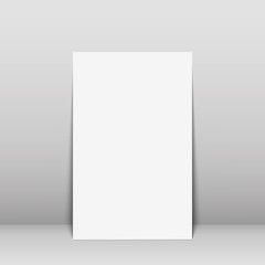 White sheet leaning against a grey wall. Vector illustration. Mock up