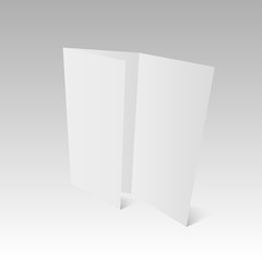 Blank Trifold white template paper with soft shadows. Vector