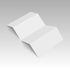 Blank four folded fold paper leaflet, flyer, broadsheet. Vector illustration