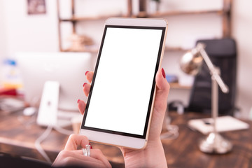 Mockup - Woman holding cellphone in hand