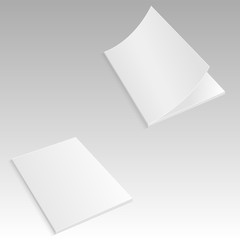 Mockup closed and opened magazine, journal, booklet or brochure . Vector Illustration