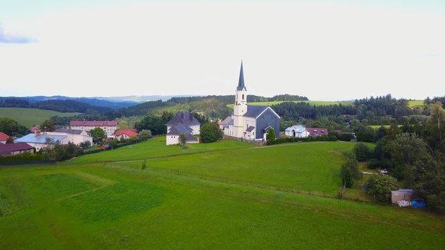 Aerial view of a Small Czech countryside village