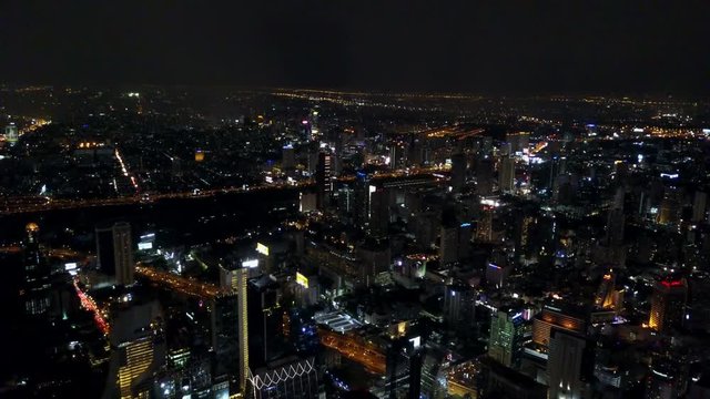 4K Aerial night view of Bangkok traffic