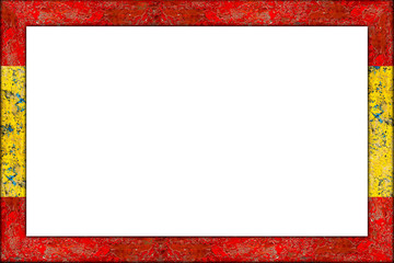 empty picture or blackboard wooden frame in spain spanish flag design isolated on white background...
