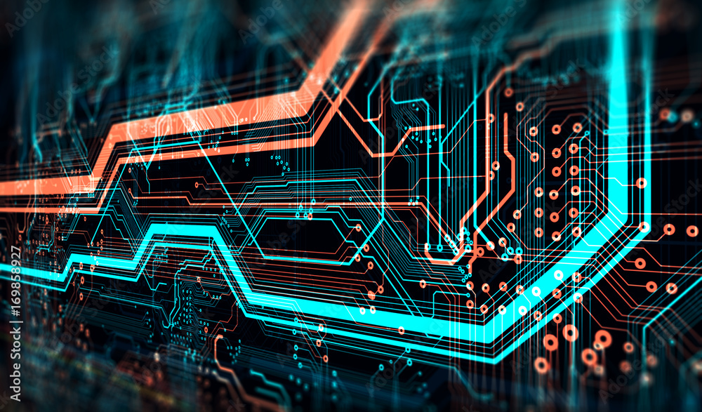 Poster Technology background/Technology background of the abstract computer motherboard, can be used in the description of technological processes, science. Can be used as digital dynamic wallpaper