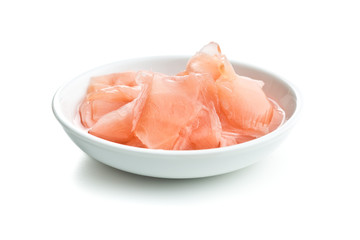 Pickled sushi ginger slices.