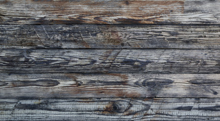 Dark, gray, weathered, rough, old, wooden surface