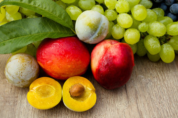 peaches, grapes and plums