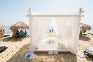 Baldachin, cabana bed on beach - view, sunshine © Ruzica