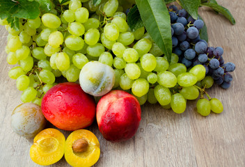 peaches, grapes and plums