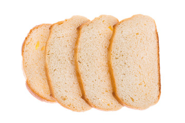 Sliced pieces of white bread isolated on white background
