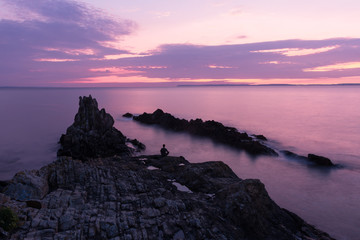 Coucher de soleil en Bretagne : Plomodiern, Finistère