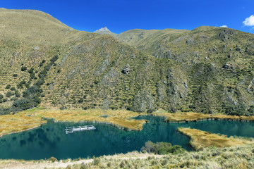 Obraz premium Clear waters of Cañete river near Vilca village, Peru
