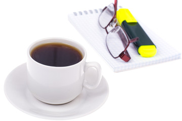 Cup of coffee at break in the workplac