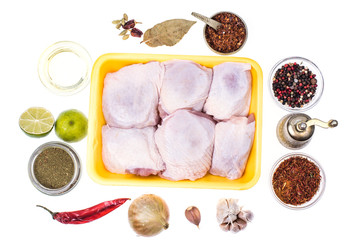 Pieces of raw chicken for cooking © ArtCookStudio