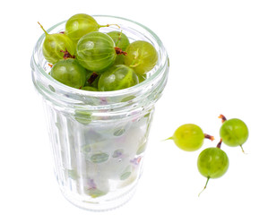 Mature, sweet green gooseberry, isolated on white background