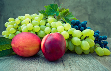 peaches and grapes