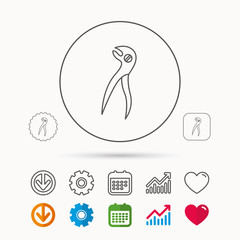 Dental pliers icon. Stomatological forceps tool.