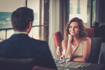 Beautiful couple in a restaurant