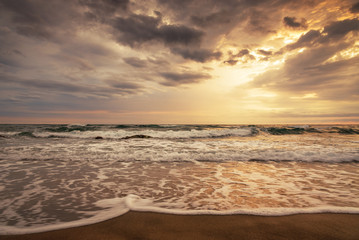 Colorful ocean beach sunrise
