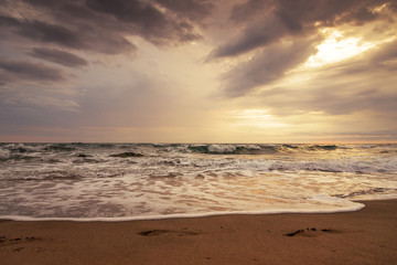 Colorful ocean beach sunrise