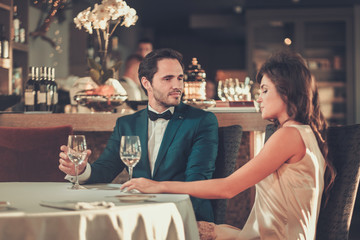 Beautiful couple in a restaurant
