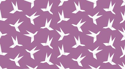 Origami hummingbird seamless pattern.