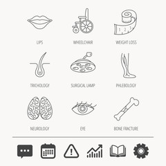 Eye, neurology brain and vein varicose icons.