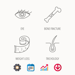 Bone fracture, weight loss and trichology icons.