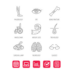 Vein varicose, neurology and trichology icons.