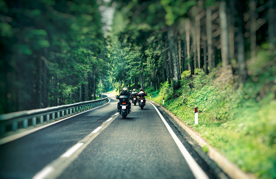 Group Of Bikers On The Highway