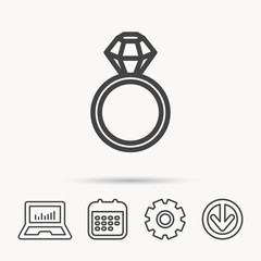 Ring with diamond icon. Jewellery sign.