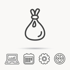 Burlap sack icon. Textile bag sign.