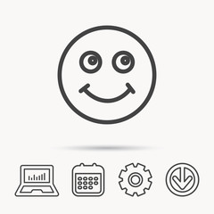 Smile icon. Positive happy face sign.