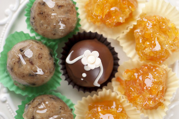 Closeup of beautiful small colorful cookies