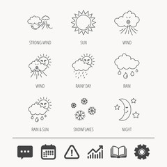 Weather, sun and rain icons. Moon night.