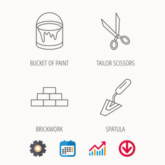 Spatula, scissors and bucket of paint icons.