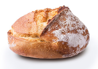 Fresh wheat french bread isolated on white background