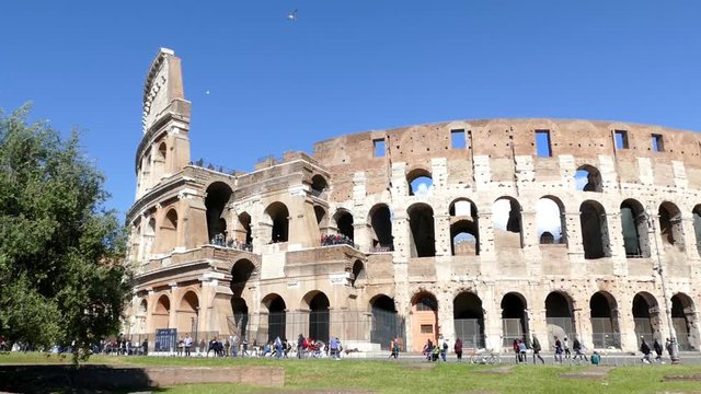 The Colosseum amphitheatre from the Roman Empire in the centre of the city of Rome, Italy