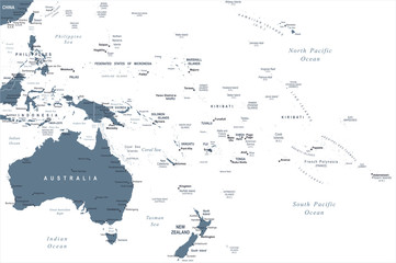 Australia and Oceania Map - Vector Illustration