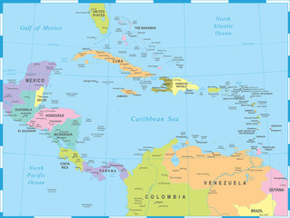 Central America Map - Vector Illustration