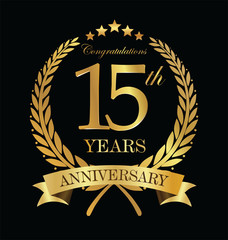 Anniversary golden laurel wreath 15 years